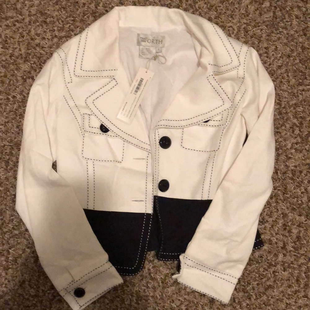 White and navy NWT Worth blazer